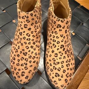 Girls Leopard Print Ankle Boots - cheetah booties size 3